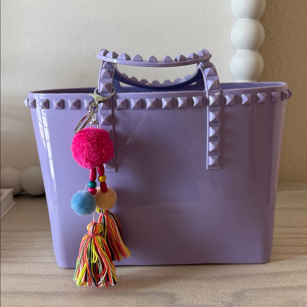 Girls plastic rock stud tote purse